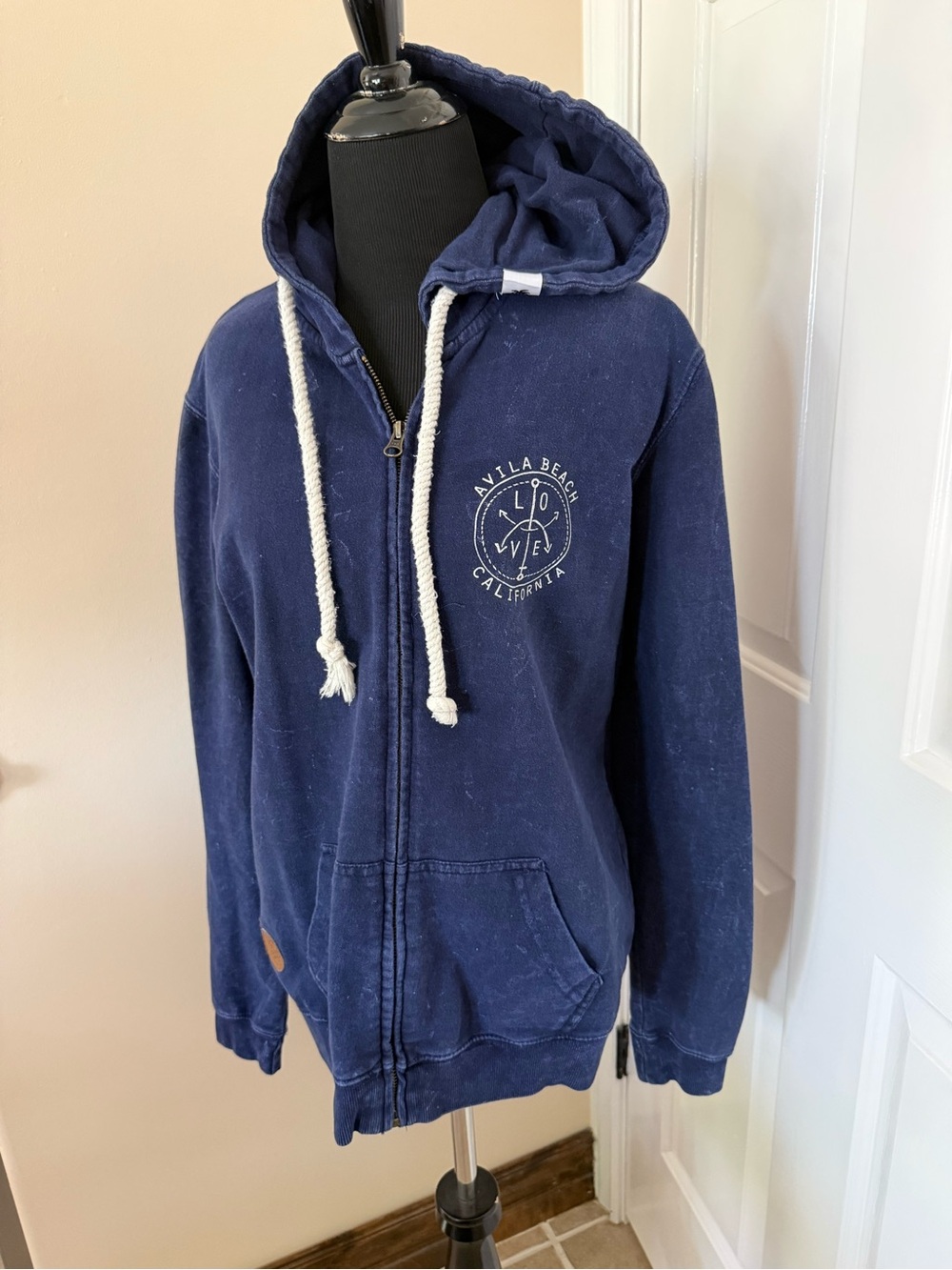 Pop surf brand full zip Avila Beach California hoodie dark blue size XL